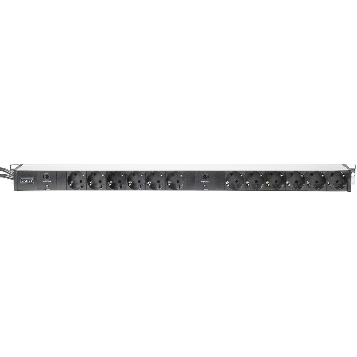 DIGITUS Steckerleiste 12fach Ü-Schutz Alu 2m Zuleitung - (Aluminium, 12 outlets, 2 m cord, surge protection)