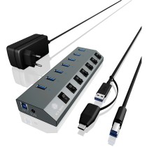 USB 3.0 Hub 7-Port ICY BOX - Grey, self-powered with external power supply, 7x USB 3.0, per-port on/off switches