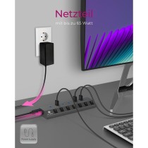 USB 3.0 Hub 7-Port ICY BOX - Grey, self-powered with external power supply, 7x USB 3.0, per-port on/off switches