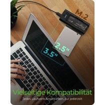 ICY BOX IB-180MS-C31 USB-C USB-A 3.2 DockingStation für M.2 NVMe SSD und 3.5' 2.5' SATA HDD