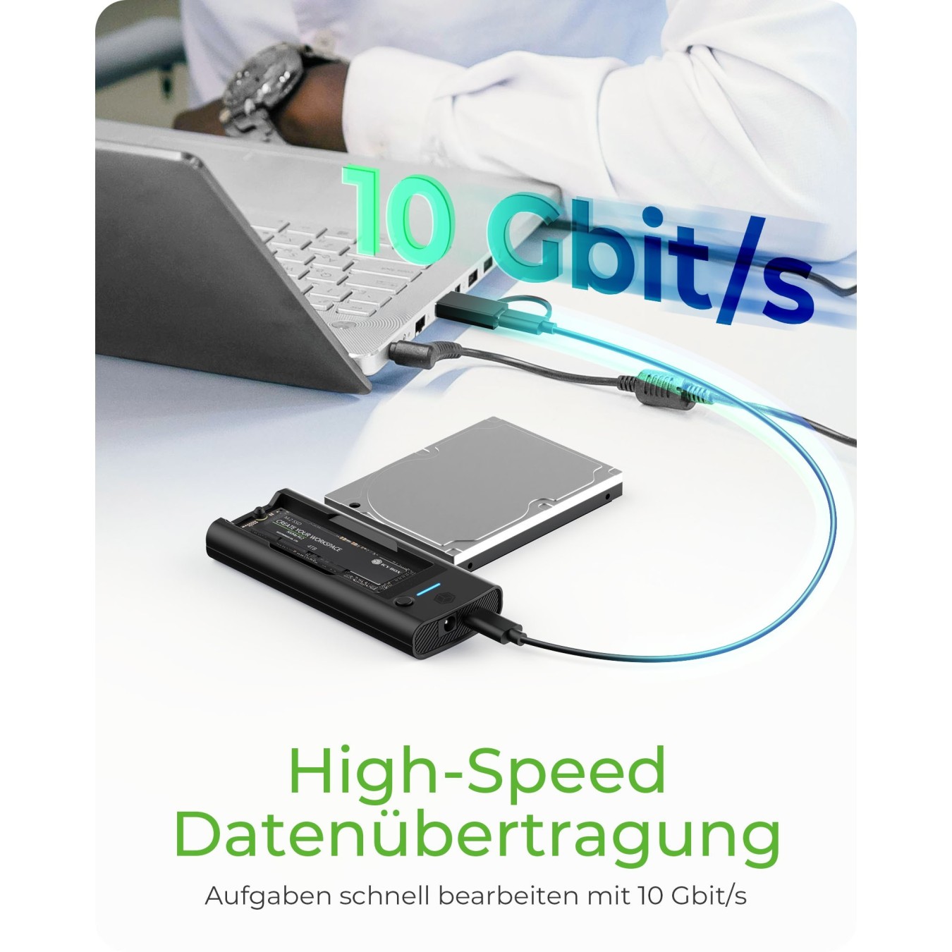 ICY BOX IB-180MS-C31 USB-C USB-A 3.2 DockingStation für M.2 NVMe SSD und 3.5' 2.5' SATA HDD