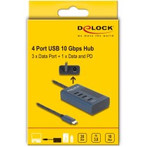 DELOCK USB 10 Gbps Hub with 4 USB-C Ports - 3 Data & 1 PD 20W with Power Display — Buy in Cyprus with Fast Delivery