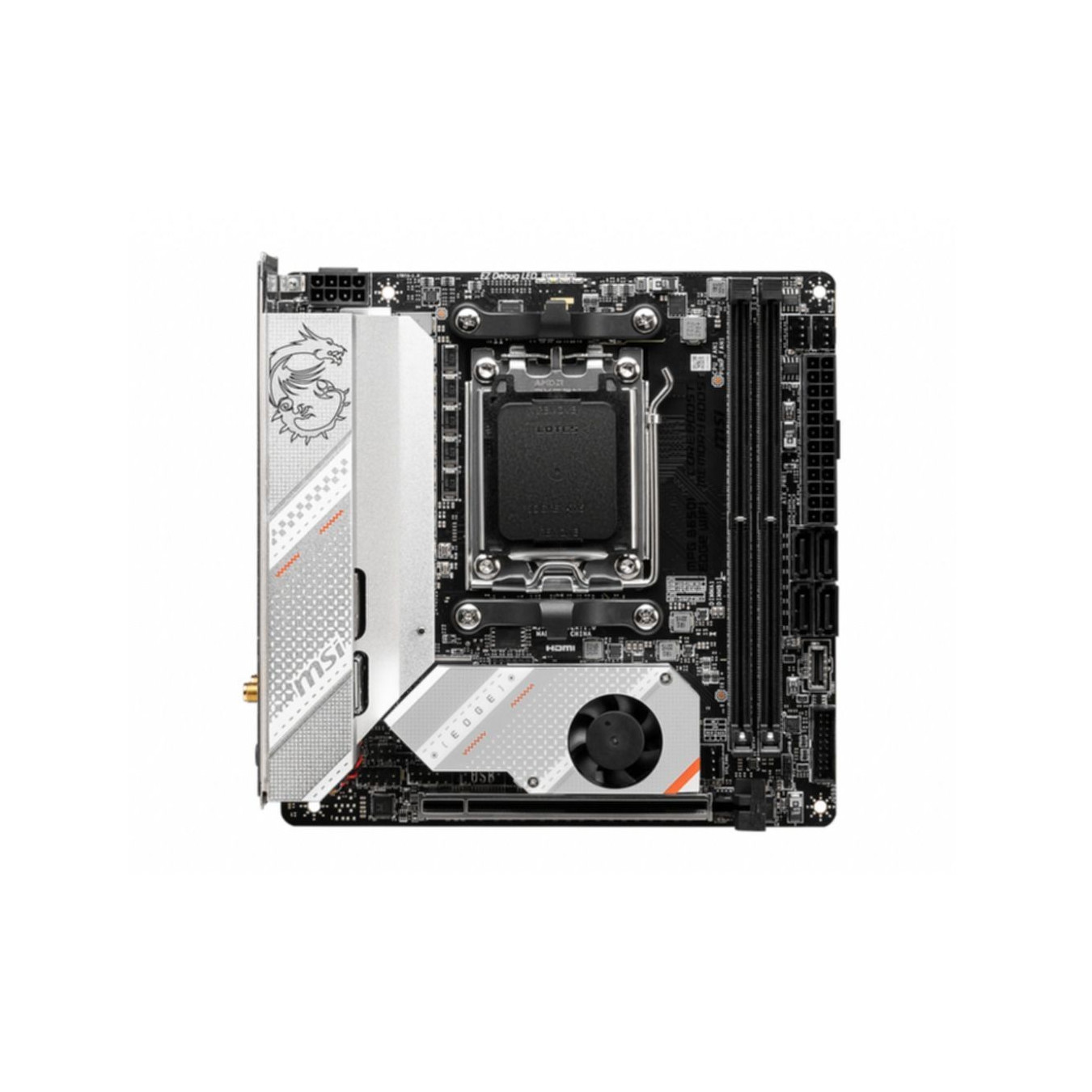 MSI MPG B650I Edge WIFI - Mini-ITX AM5 Motherboard - DDR5, 2 DIMM up to 64GB, Wi‑Fi 6E, 2x M.2, 2.5Gb LAN, HDMI 2.1, USB-C