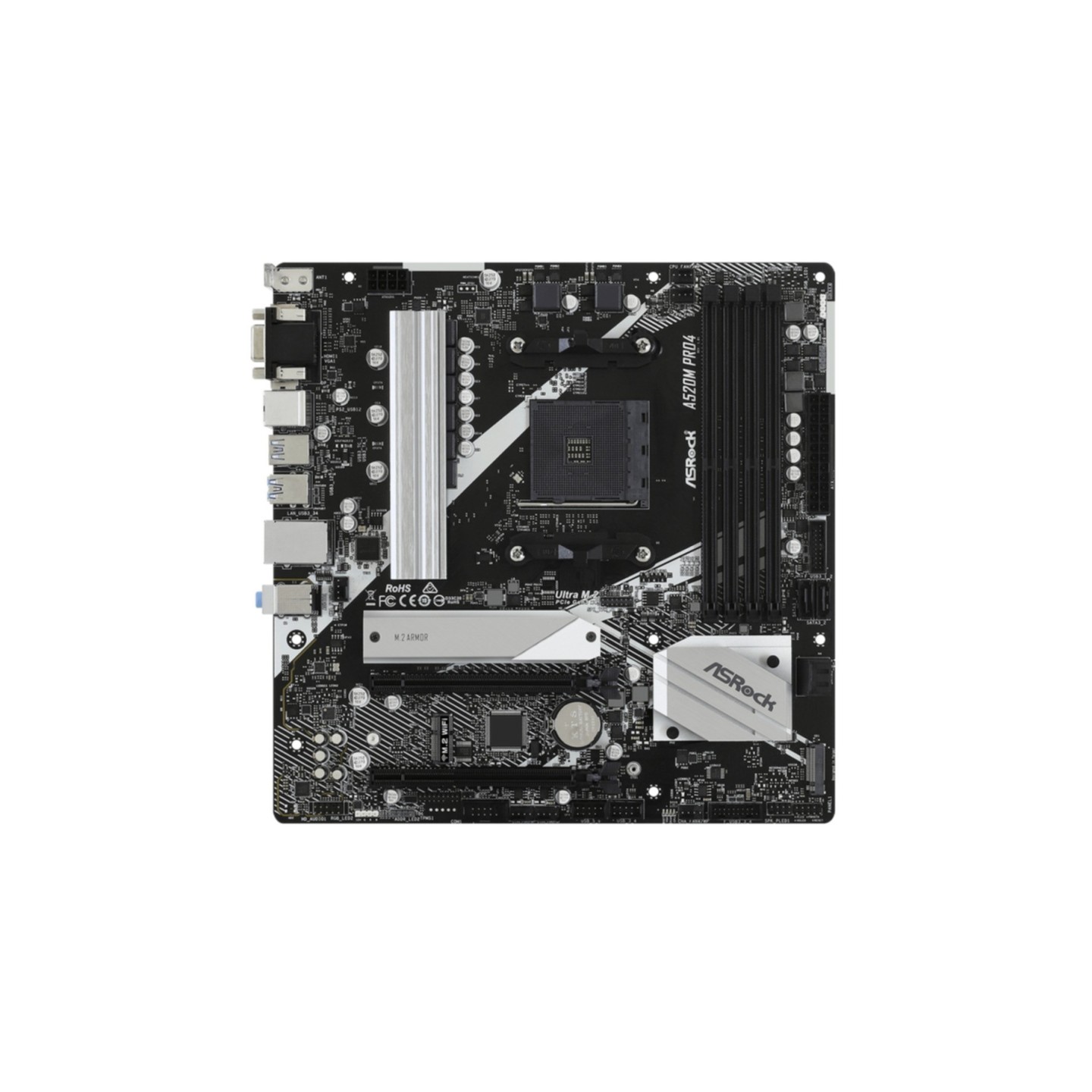 ASRock A520M Pro4 AM4 Micro-ATX Motherboard - A520 Chipset DDR4 (Boxed) — Buy in Cyprus with Fast Delivery