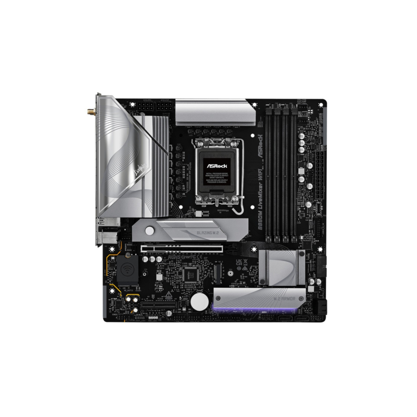 ASRock LiveMixer B860M - LGA1700 Micro-ATX WiFi Motherboard - Creator-Focused Power & Connectivity