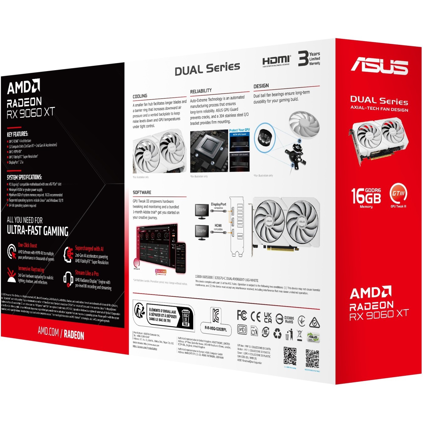 RX 9060 XT 16GB Asus DUAL GDDR6 white - RX 9060 XT - White, 16GB GDDR6, PCIe 5.0 — Buy in Cyprus with Fast Delivery