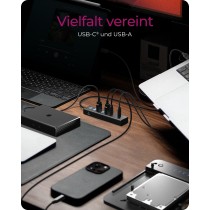 ICY BOX IB-HUB1737-C3 USB-C USB-A 3.2 HUB 7-Port 4xUSB-A 3xUSB-C - IB-HUB1737-C3 - Black, Aluminium, 7-port hub