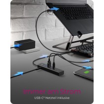 ICY BOX IB-HUB1737-C3 USB-C USB-A 3.2 HUB 7-Port 4xUSB-A 3xUSB-C - IB-HUB1737-C3 - Black, Aluminium, 7-port hub