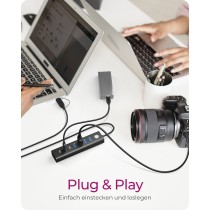 ICY BOX IB-HUB1737-C3 USB-C USB-A 3.2 HUB 7-Port 4xUSB-A 3xUSB-C - IB-HUB1737-C3 - Black, Aluminium, 7-port hub