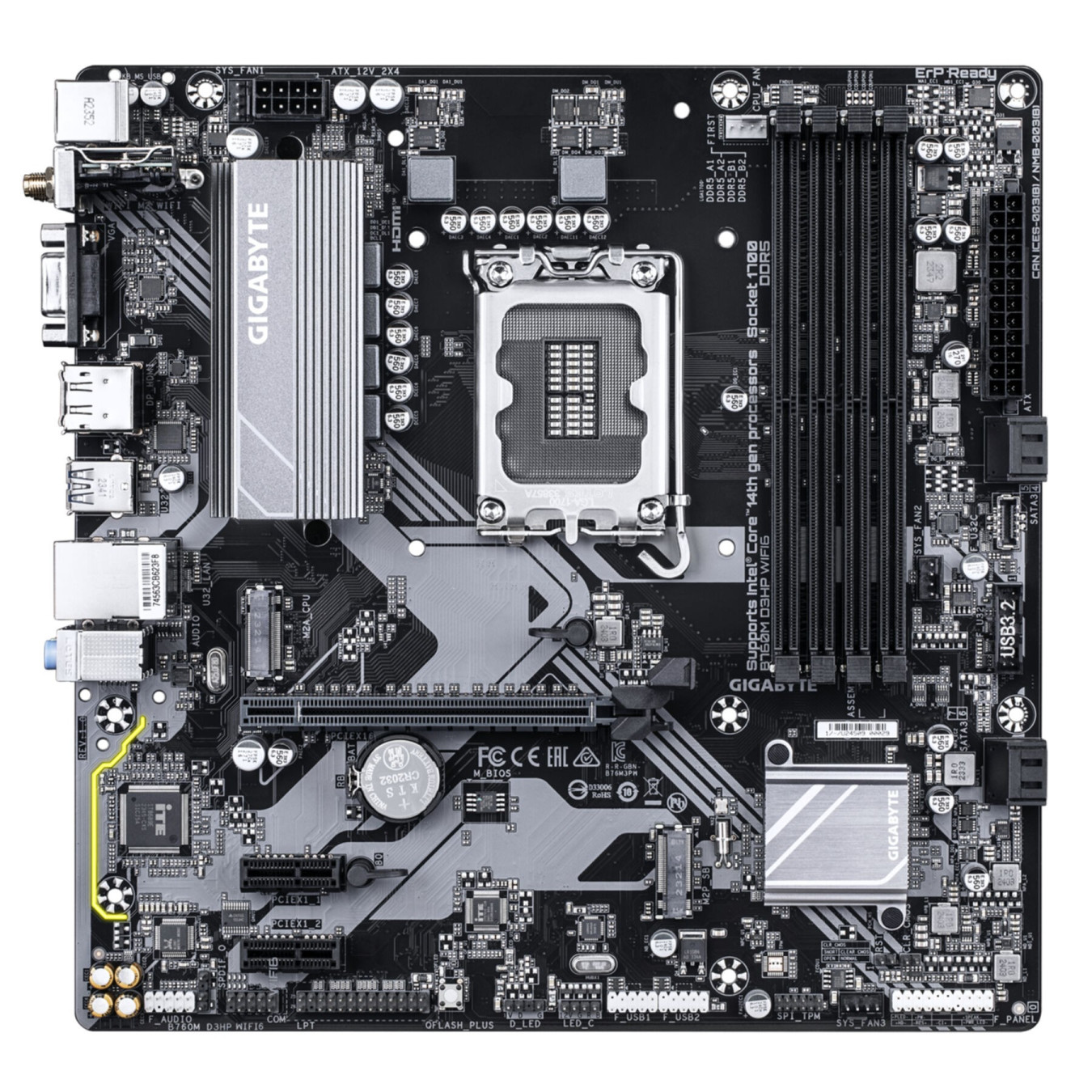 GIGABYTE GA-B760M D3HP WIFI6 - LGA1700 Micro-ATX Motherboard, B760, DDR5, 4x DIMM, 192GB Max