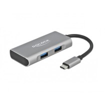 DELOCK External USB 3.2 Gen 2 USB Type-C Hub with 2x USB-A and 2x USB-C - Grey — Buy in Cyprus with Fast Delivery