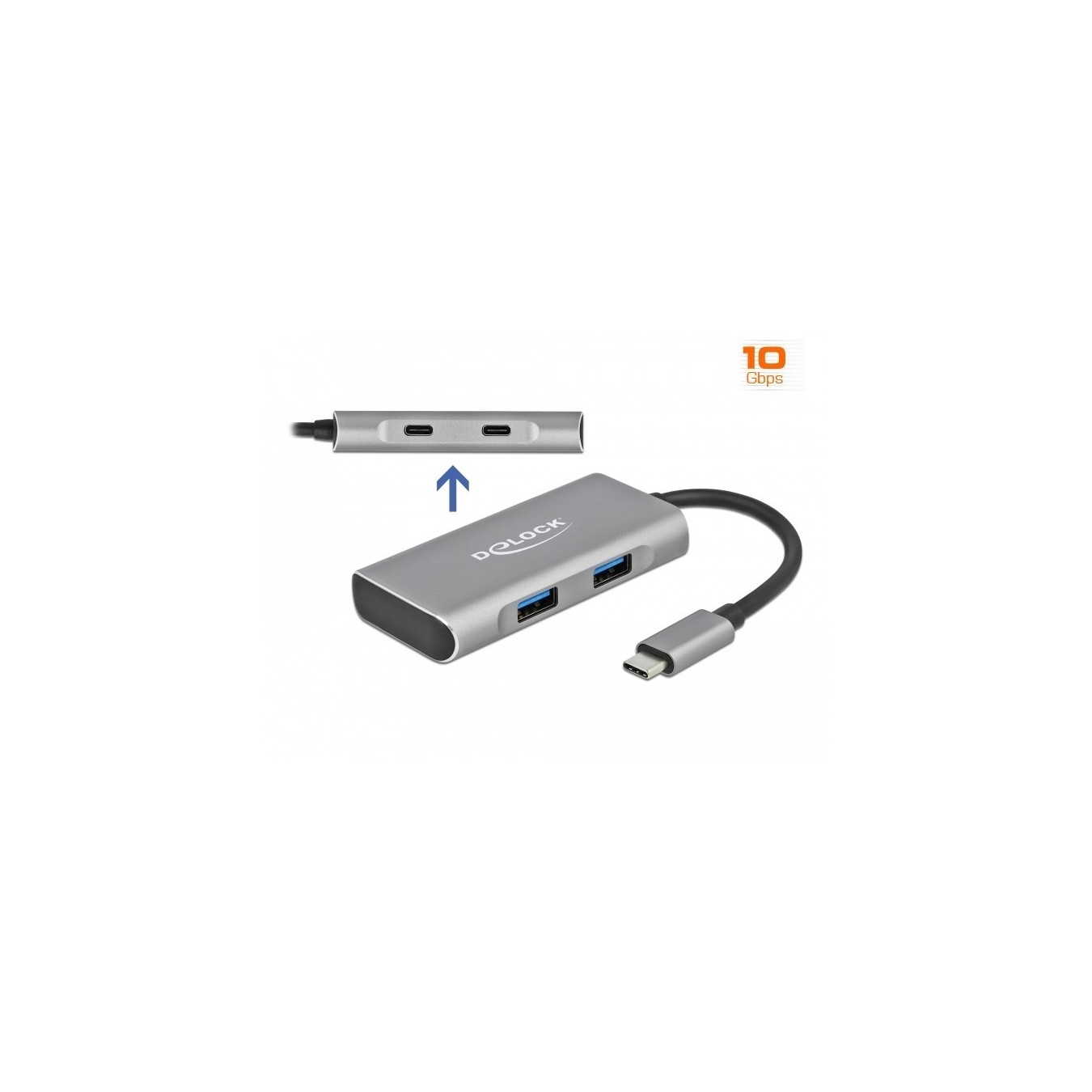 DELOCK External USB 3.2 Gen 2 USB Type-C Hub with 2x USB-A and 2x USB-C - Grey — Buy in Cyprus with Fast Delivery