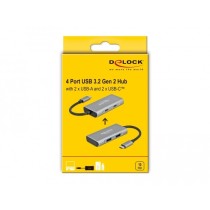 DELOCK External USB 3.2 Gen 2 USB Type-C Hub with 2x USB-A and 2x USB-C - Grey — Buy in Cyprus with Fast Delivery
