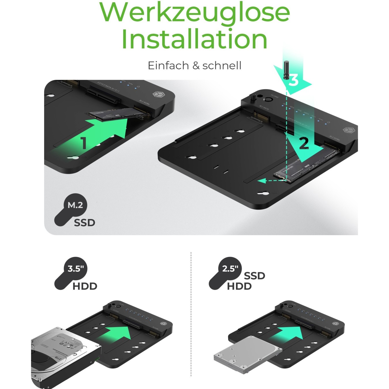 ICY BOX Docking Station 6.4cm (2.5) & SATA & M.2 NVMe - USB 3.2 — Buy in Cyprus with Fast Delivery