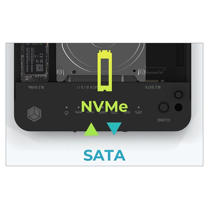 Buy ICY BOX Docking Station 6.4cm (2.5) & SATA & M.2 NVMe - USB 3.2 in Cyprus, Nicosia, Limassol, Larnaka, Pafos