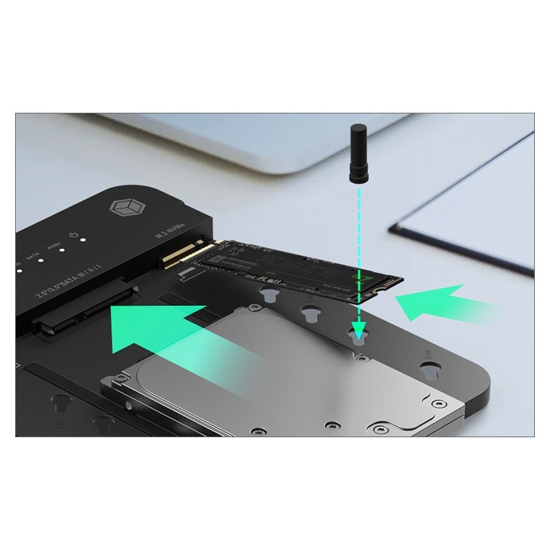 Buy ICY BOX Docking Station 6.4cm (2.5) & SATA & M.2 NVMe - USB 3.2 in Cyprus, Nicosia, Limassol, Larnaka, Pafos