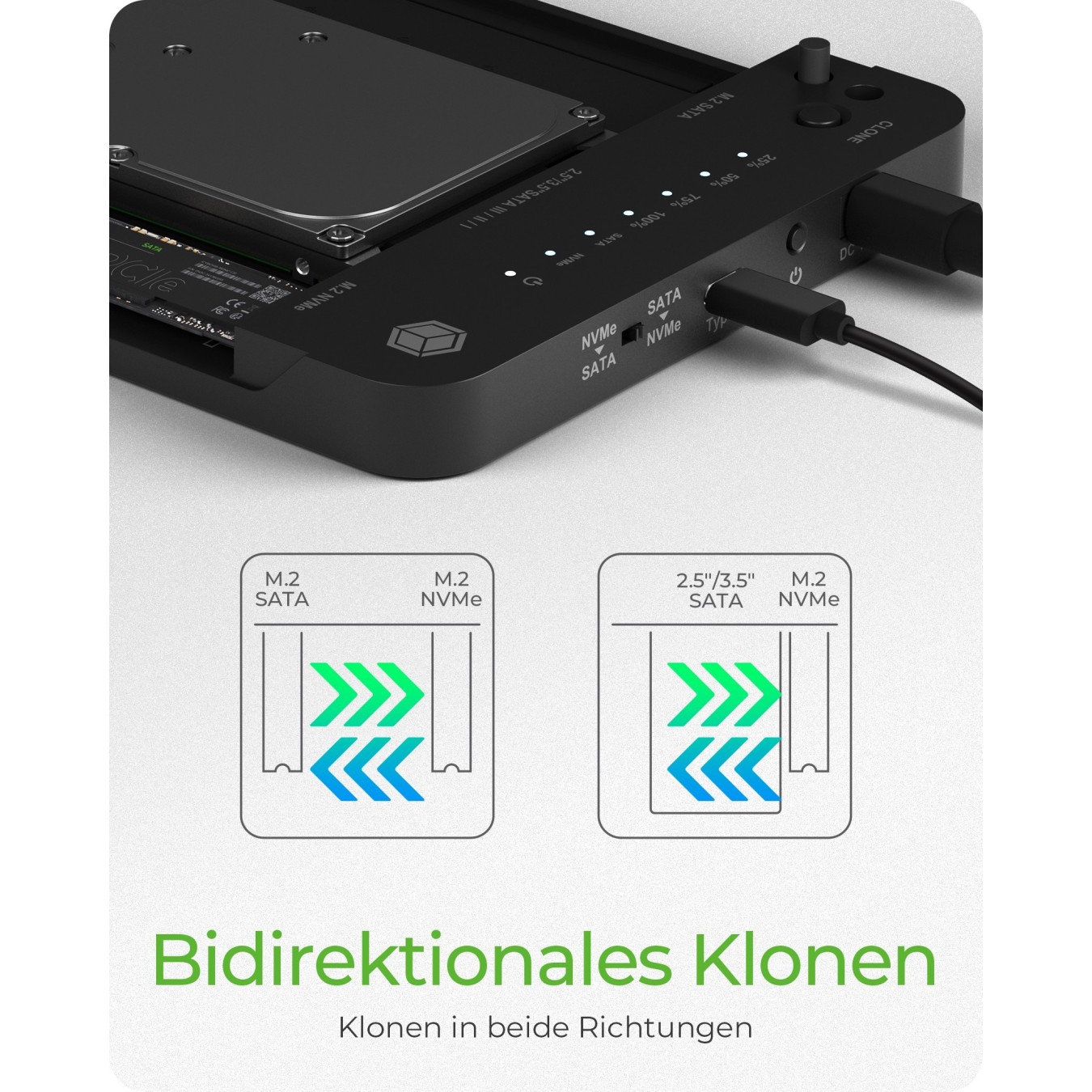 ICY BOX Docking Station 6.4cm (2.5) & SATA & M.2 NVMe - USB 3.2 — Buy in Cyprus with Fast Delivery
