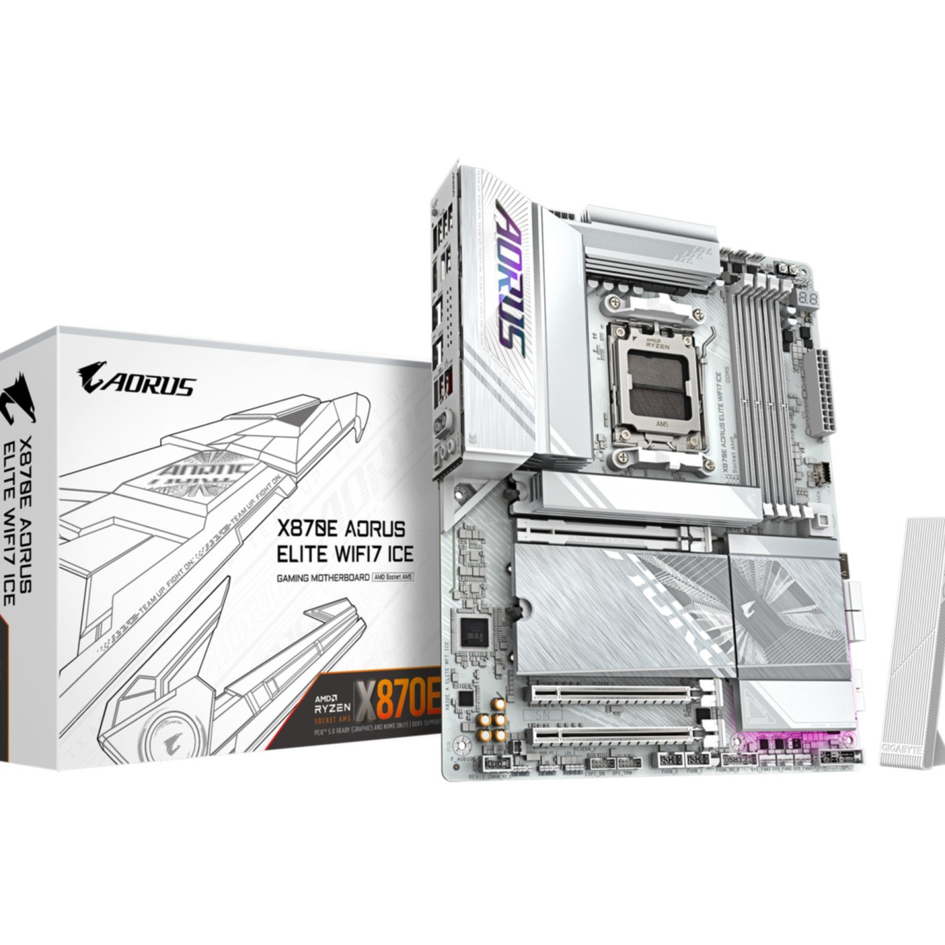Gigabyte GA-X870E A ELITE WIFI7 ICE - AM5 ATX Motherboard - DDR5, 4x DIMM, 256GB Max, WiFi 7, 2.5Gb LAN, RGB