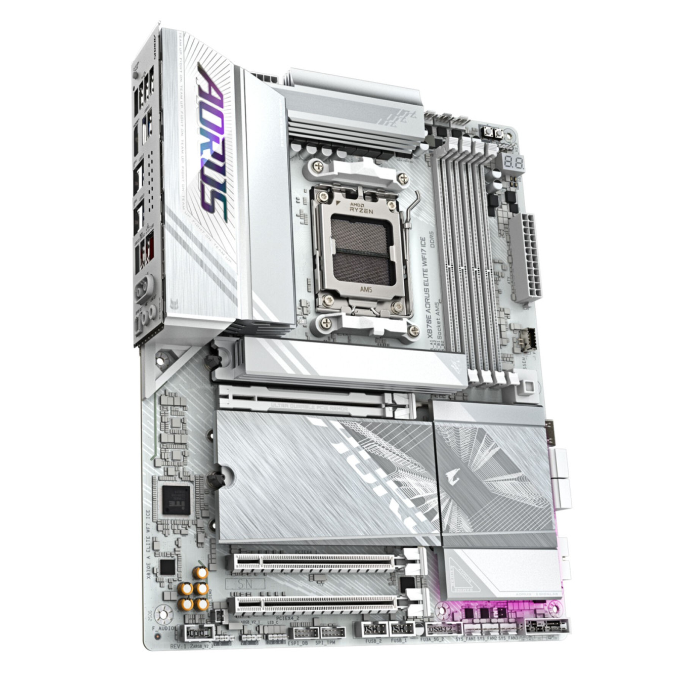 Gigabyte GA-X870E A ELITE WIFI7 ICE - AM5 ATX Motherboard - DDR5, 4x DIMM, 256GB Max, WiFi 7, 2.5Gb LAN, RGB
