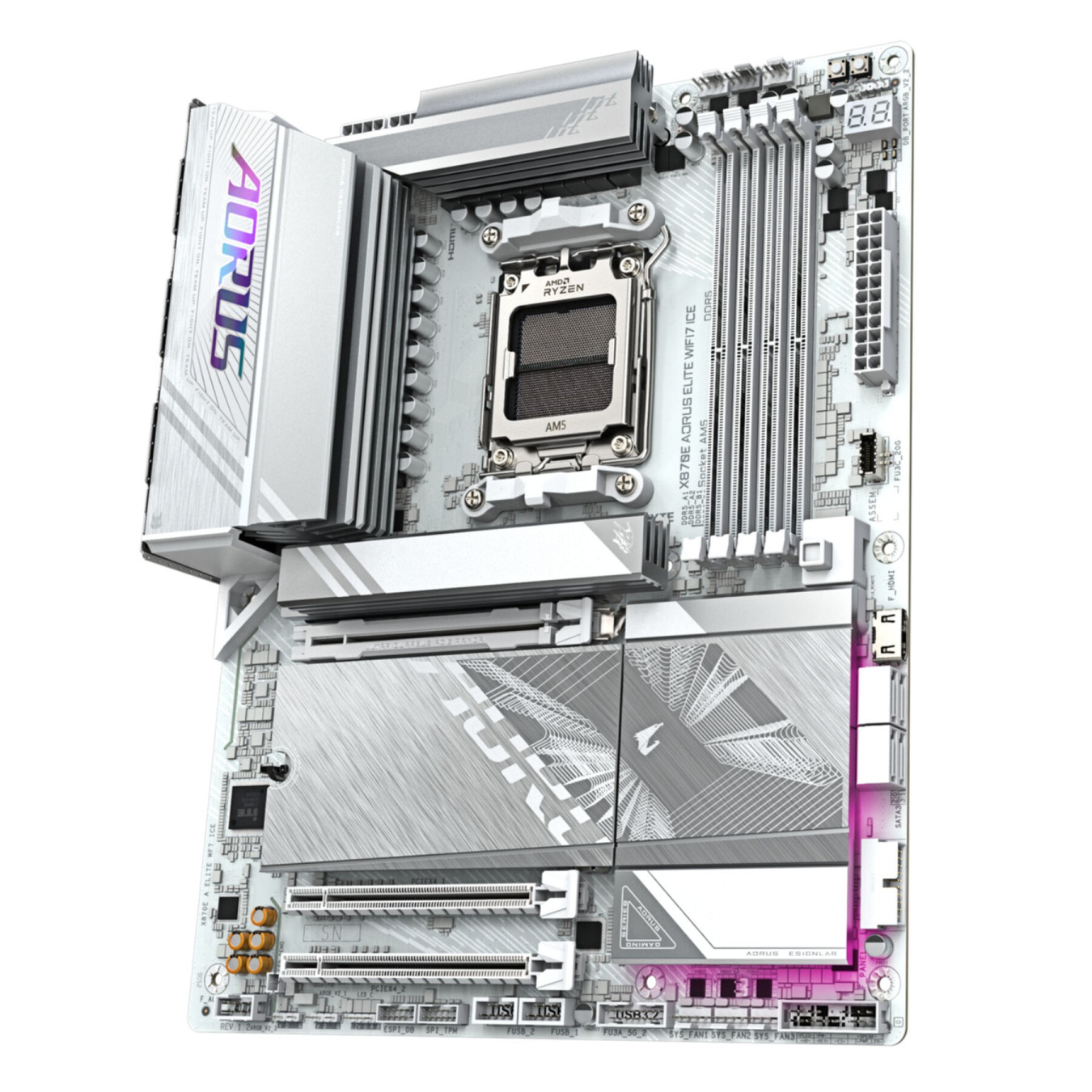 Gigabyte GA-X870E A ELITE WIFI7 ICE - AM5 ATX Motherboard - DDR5, 4x DIMM, 256GB Max, WiFi 7, 2.5Gb LAN, RGB