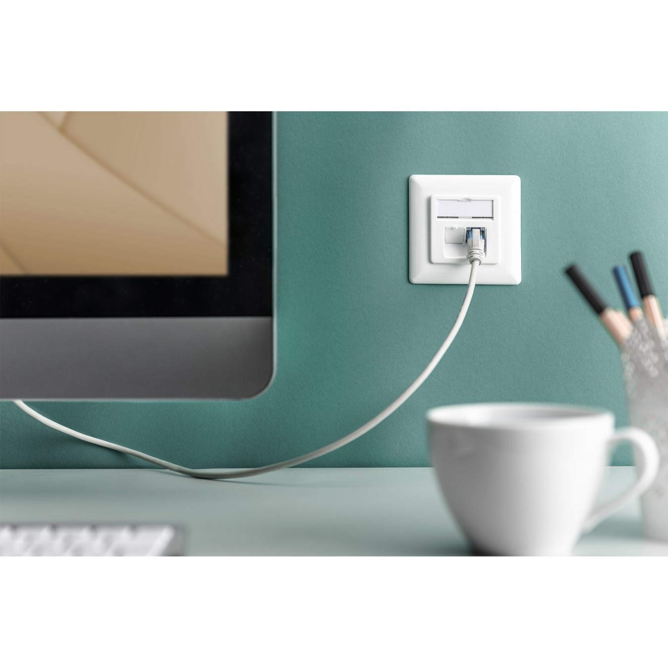 DIGITUS Cat6A Shielded Flush-Mounted Wall Socket 2 x RJ-45 White — Buy in Cyprus with Fast Delivery