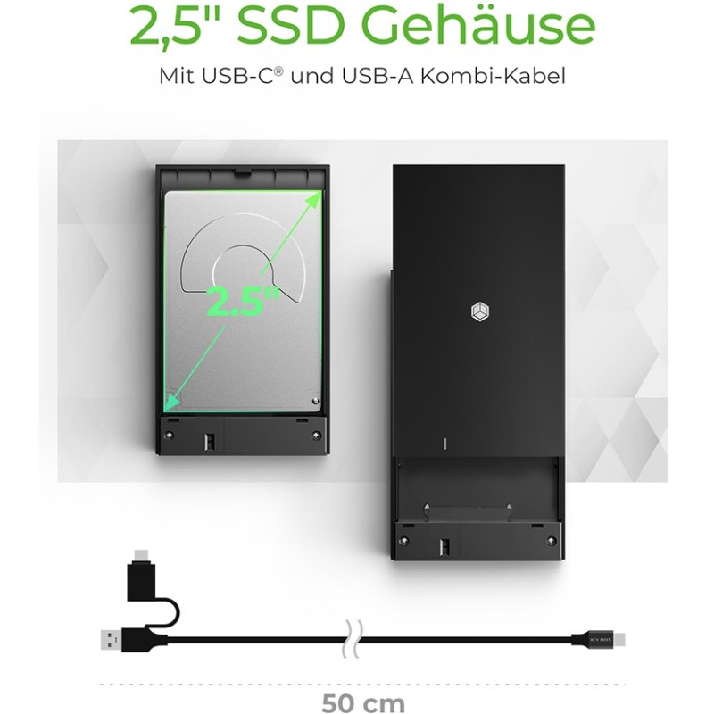 Buy ICY BOX IB-200T-C3 - 2.5" SATA SSD Enclosure, USB 3.2 Gen1, USB-C, Black in Cyprus, Nicosia, Limassol, Larnaka, Pafos