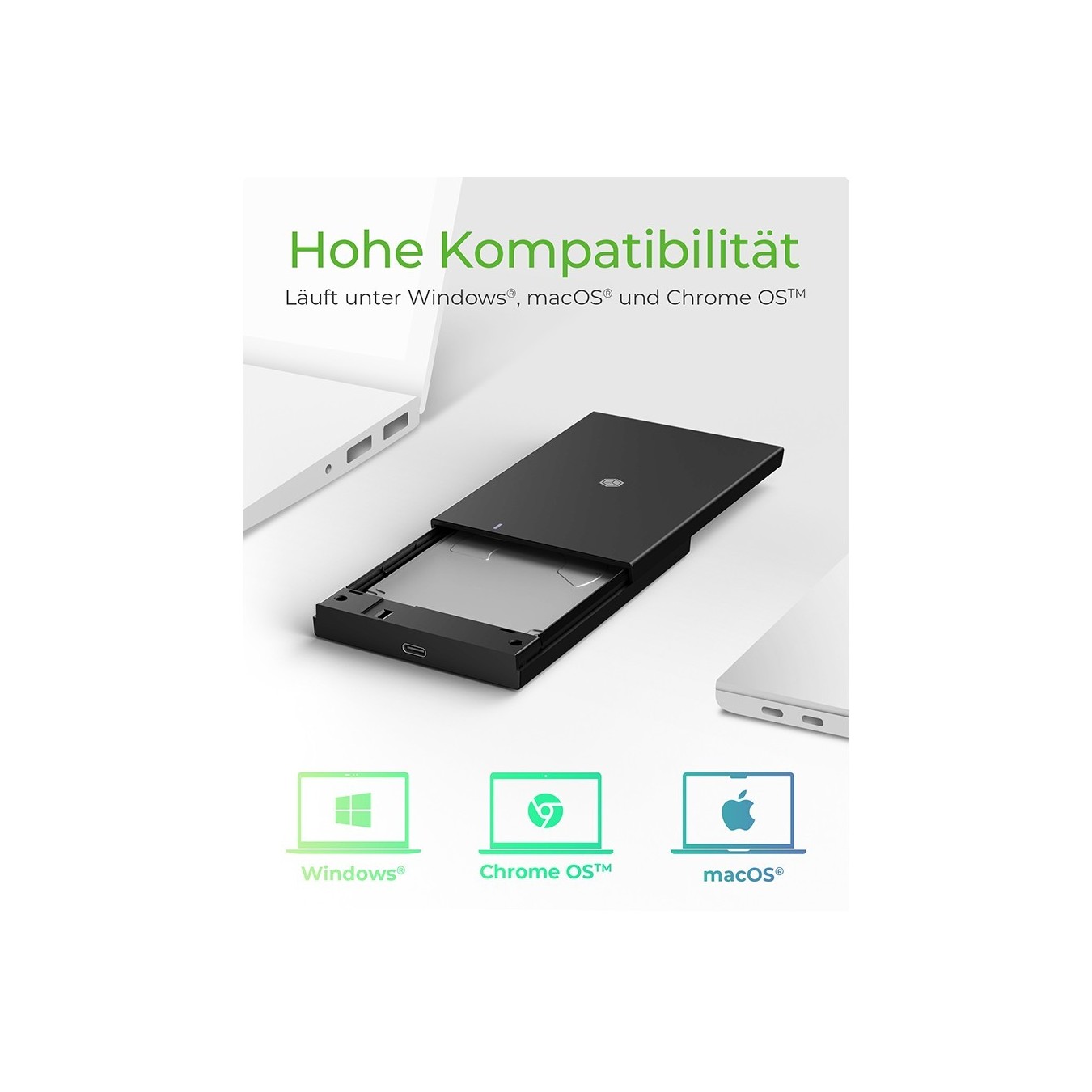 ICY BOX IB-200T-C3 - 2.5" SATA SSD Enclosure, USB 3.2 Gen1, USB-C, Black — Buy in Cyprus with Fast Delivery