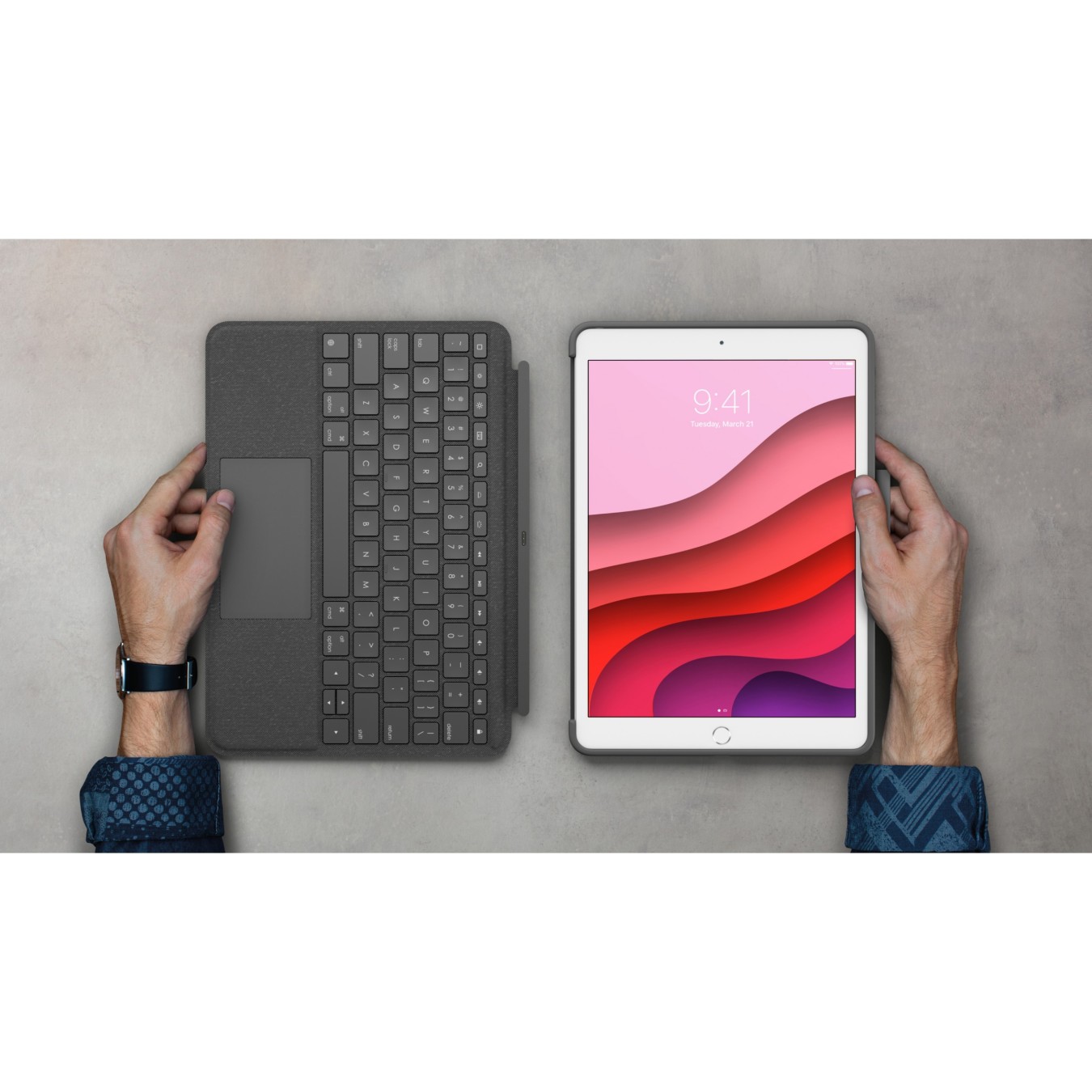 Logitech Combo Touch - iPad 7th Gen Graphite - (Graphite, Keyboard Case, Apple Pencil Slot) — Buy in Cyprus with Fast Delivery