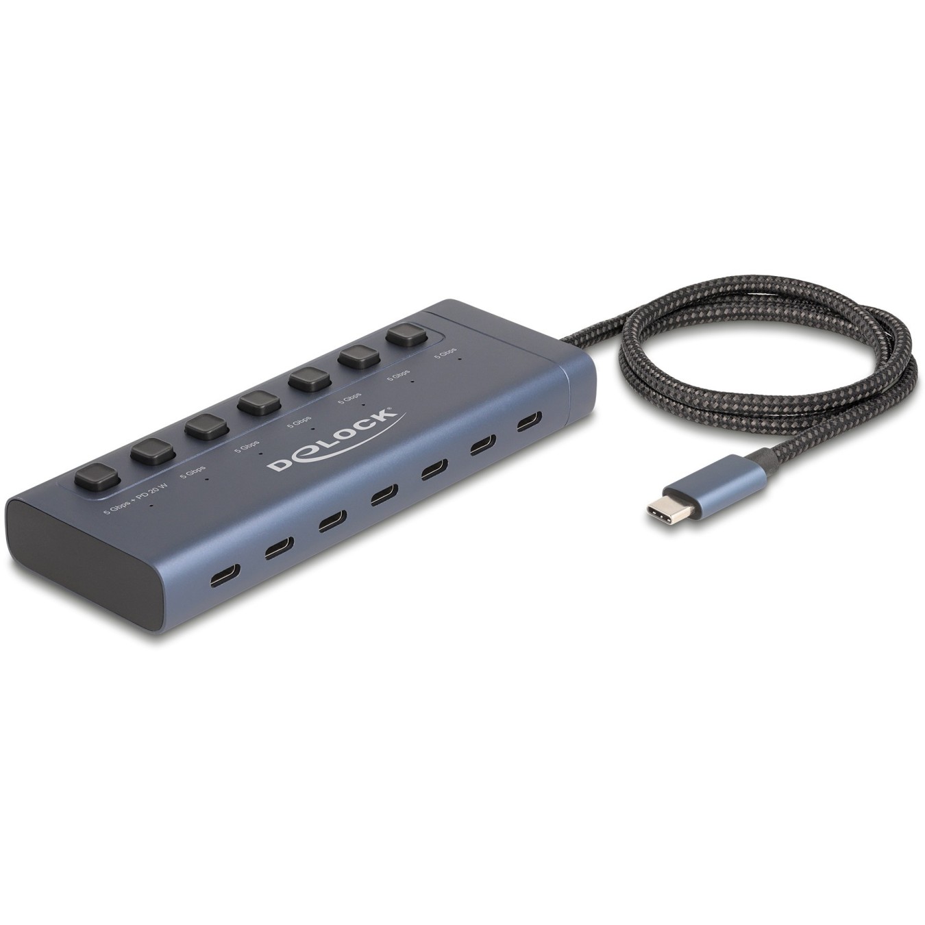 DELOCK USB 5 Gbps Hub with 7 USB-C Ports (6 Data, 1 Data + PD 20W) — Buy in Cyprus with Fast Delivery