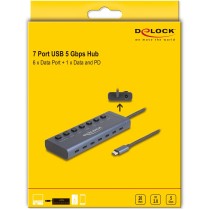 DELOCK USB 5 Gbps Hub with 7 USB-C Ports (6 Data, 1 Data + PD 20W) — Buy in Cyprus with Fast Delivery