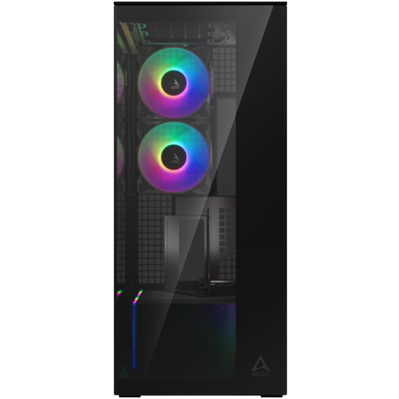 Arctic Xtender (Black) Mirror Black Window PC Case with Vertical GPU Mount - Midi Tower, E-ATX