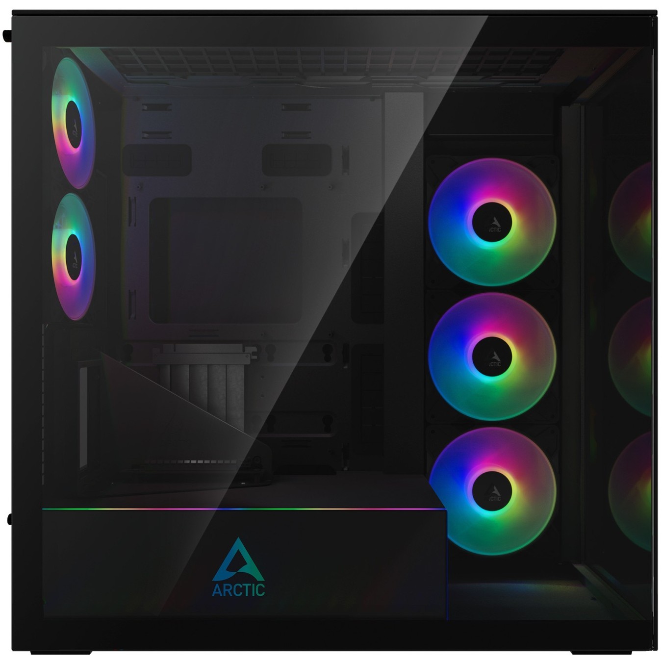 Arctic Xtender (Black) Mirror Black Window PC Case with Vertical GPU Mount - Midi Tower, E-ATX