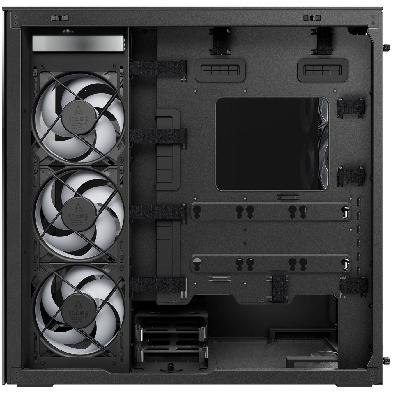 Arctic Xtender (Black) Mirror Black Window PC Case with Vertical GPU Mount - Midi Tower, E-ATX