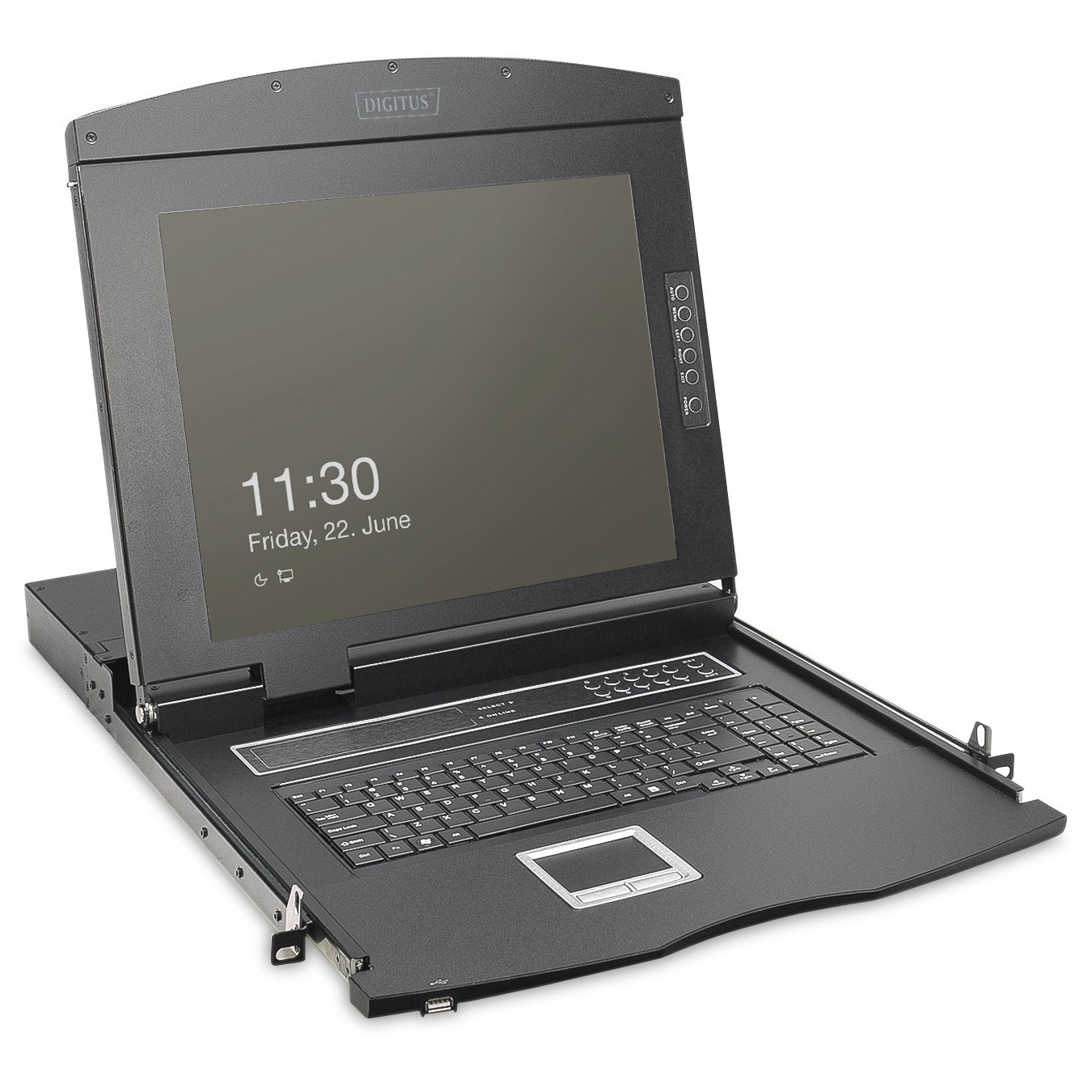 DIGITUS Modular HD LCD KVM Console with 19-inch TFT - 16-Port HDMI KVM - Touchpad - Swiss Keyboard Layout
