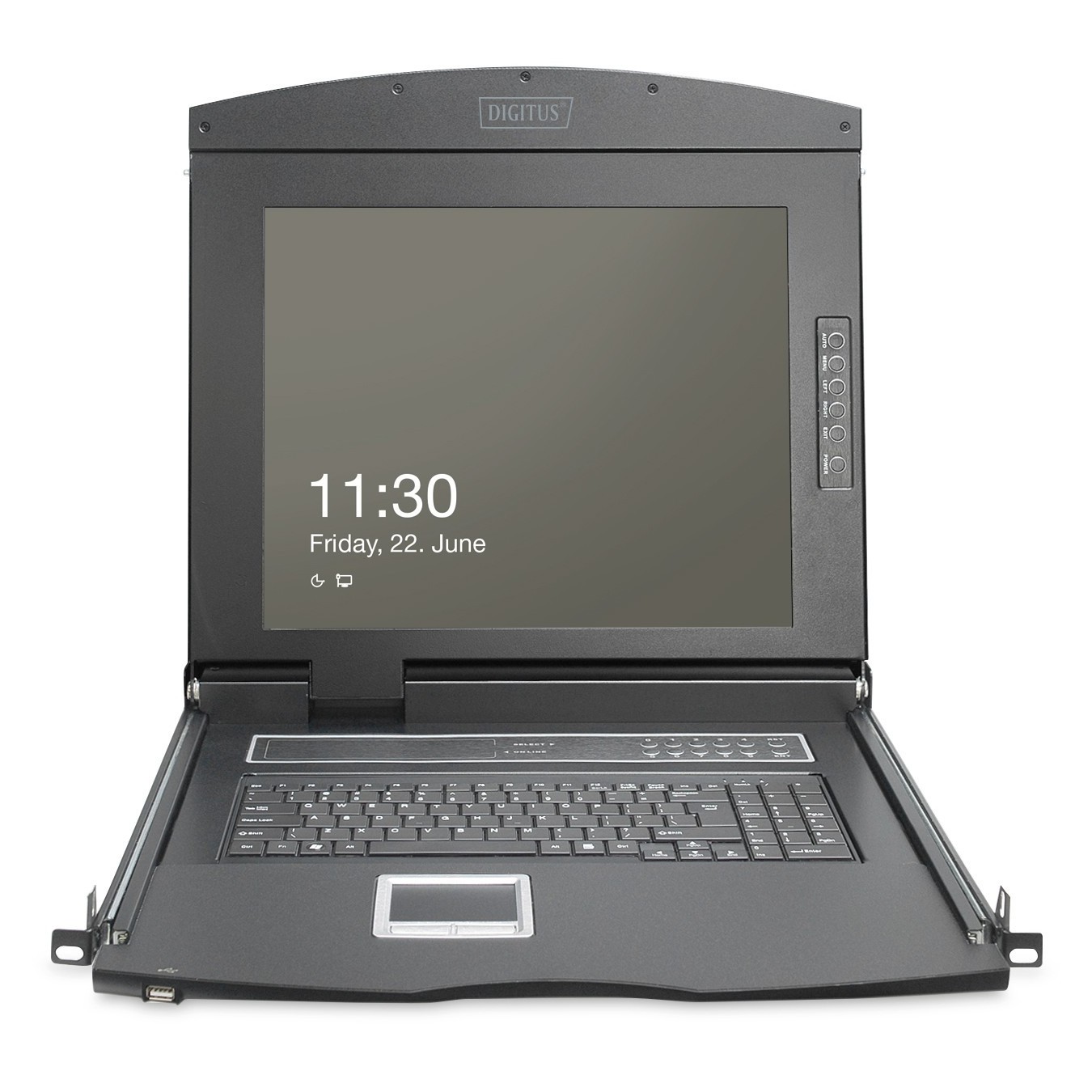 DIGITUS Modular HD LCD KVM Console with 19-inch TFT - 16-Port HDMI KVM - Touchpad - Swiss Keyboard Layout
