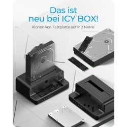 ICY BOX Cloner and Docking Station for M.2 NVMe SSD and 2.5/3.5" SATA HDD/SSD - IB-2914MSCL-C31 - Black Aluminum, USB-C