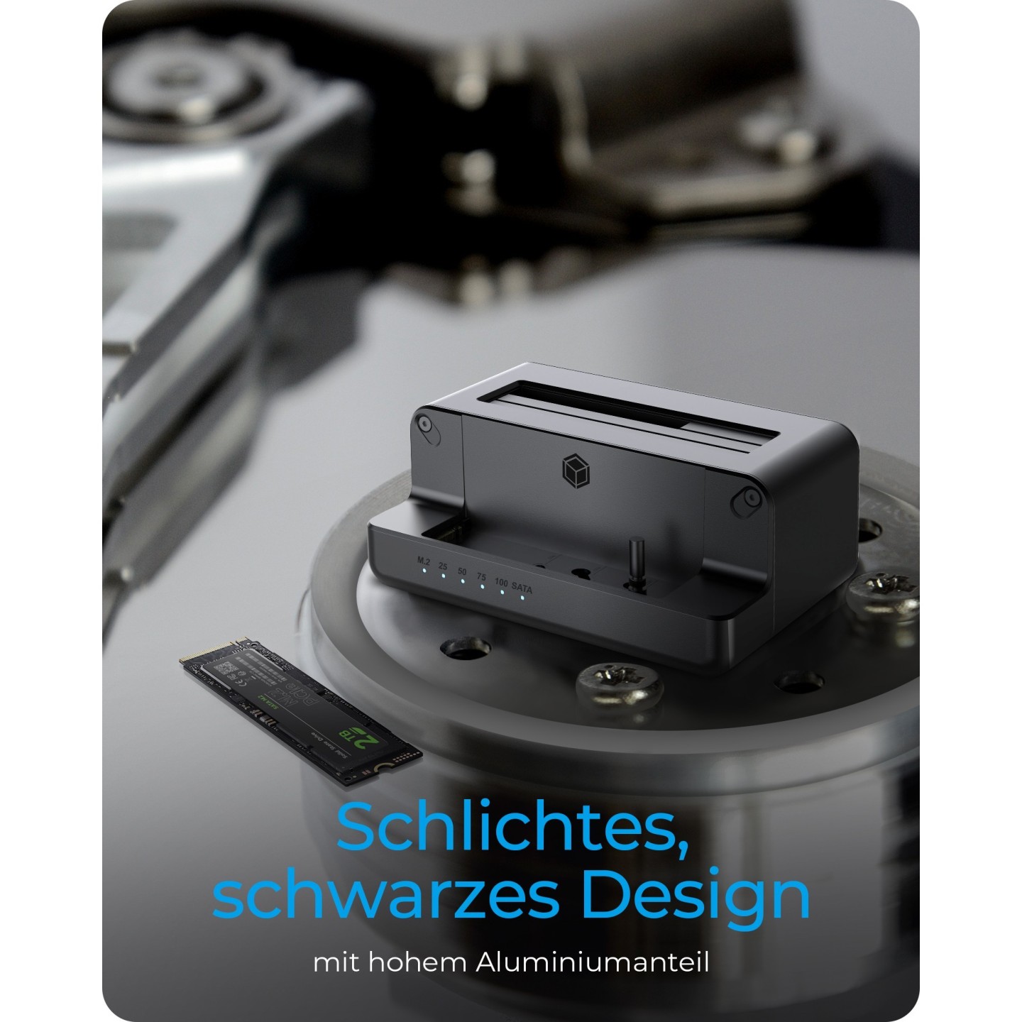 ICY BOX Cloner and Docking Station for M.2 NVMe SSD and 2.5/3.5" SATA HDD/SSD - IB-2914MSCL-C31 - Black Aluminum, USB-C