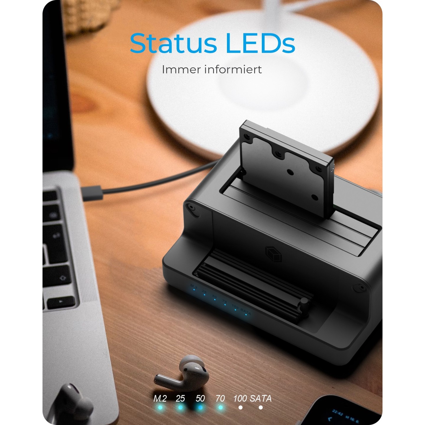 ICY BOX Cloner and Docking Station for M.2 NVMe SSD and 2.5/3.5" SATA HDD/SSD - IB-2914MSCL-C31 - Black Aluminum, USB-C