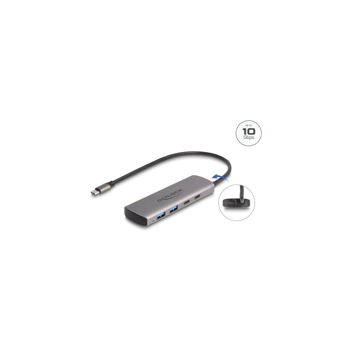 DELOCK USB 10 Gbps 2-Port USB-A + 2-Port USB-C Hub with USB-C input and external power — Buy in Cyprus with Fast Delivery