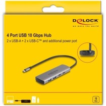 DELOCK USB 10 Gbps 2-Port USB-A + 2-Port USB-C Hub with USB-C input and external power — Buy in Cyprus with Fast Delivery
