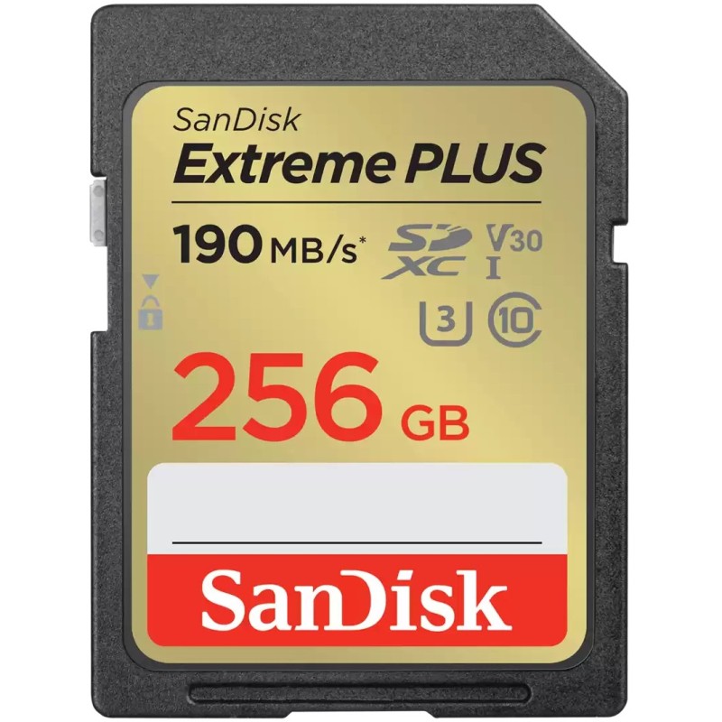 Buy CARD EXTREME PLUS 256GB XC MEMORY - SDSDXW2-256G-GNCIN - Black/Gold SDXC U3 V30 in Cyprus, Nicosia, Limassol, Larnaka, Pafos