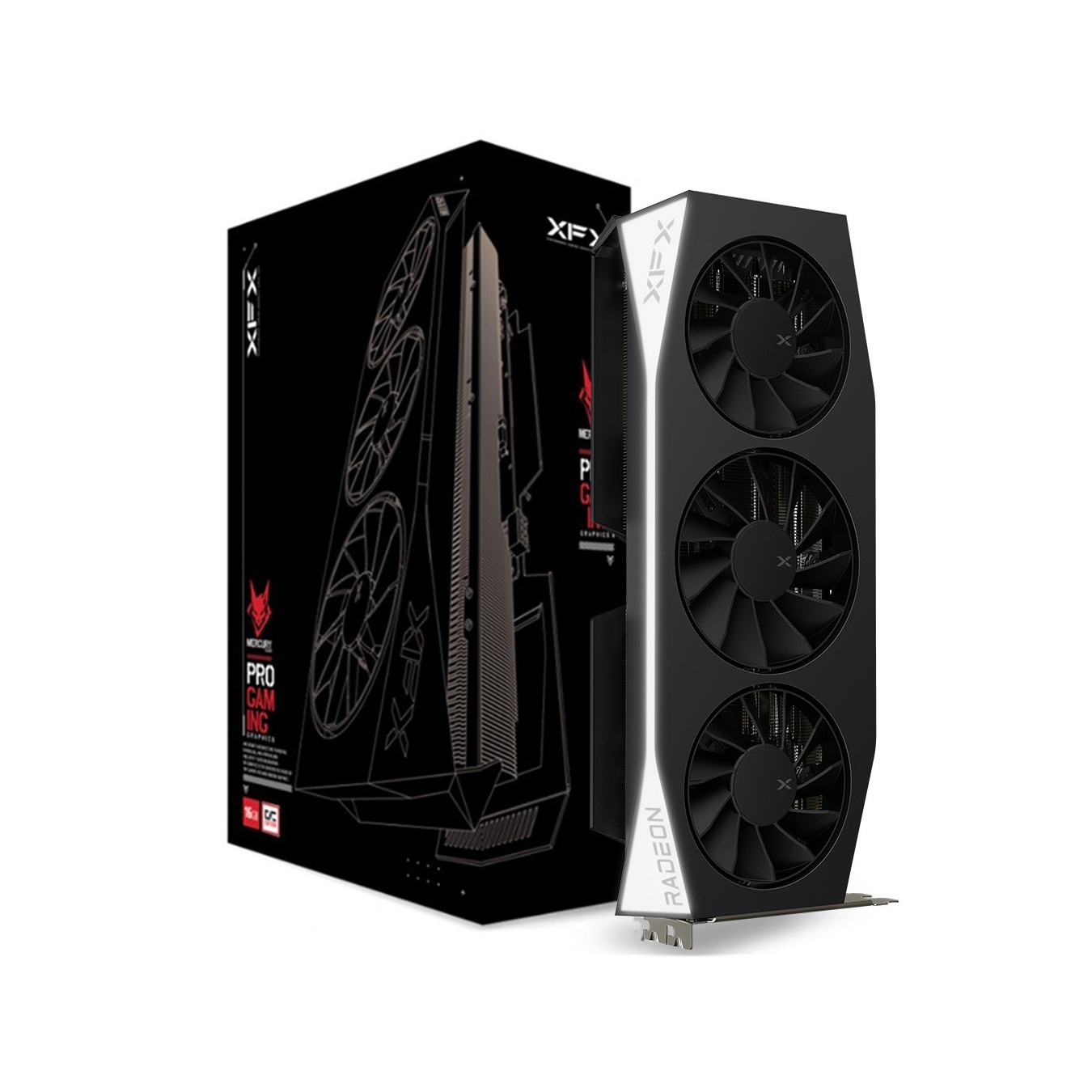 RX 9060 XT 16GB XFX Radeon Mercury OC Gaming GDDR6 3 Fan - RX 9060 XT - Black, 16 GB GDDR6, 128-bit, PCIe 5.0