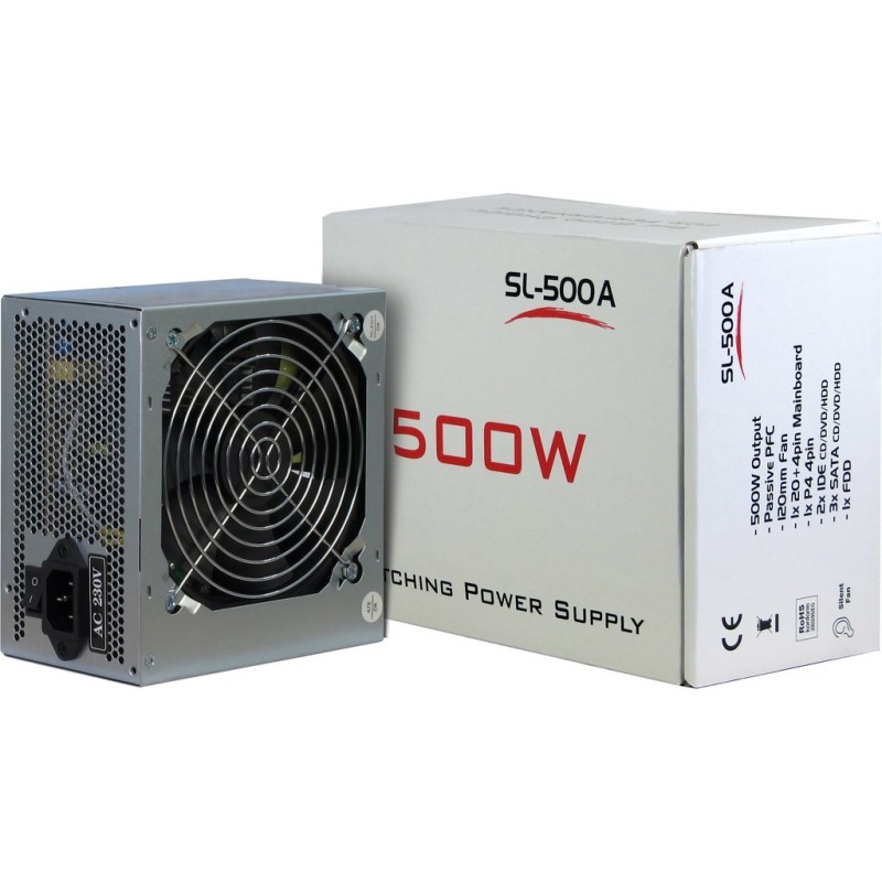 Buy 500W Inter-Tech SL-500W(A) ATX - SL-500W(A) - Grey, Non-Modular, 120mm Fan in Cyprus, Nicosia, Limassol, Larnaka, Pafos