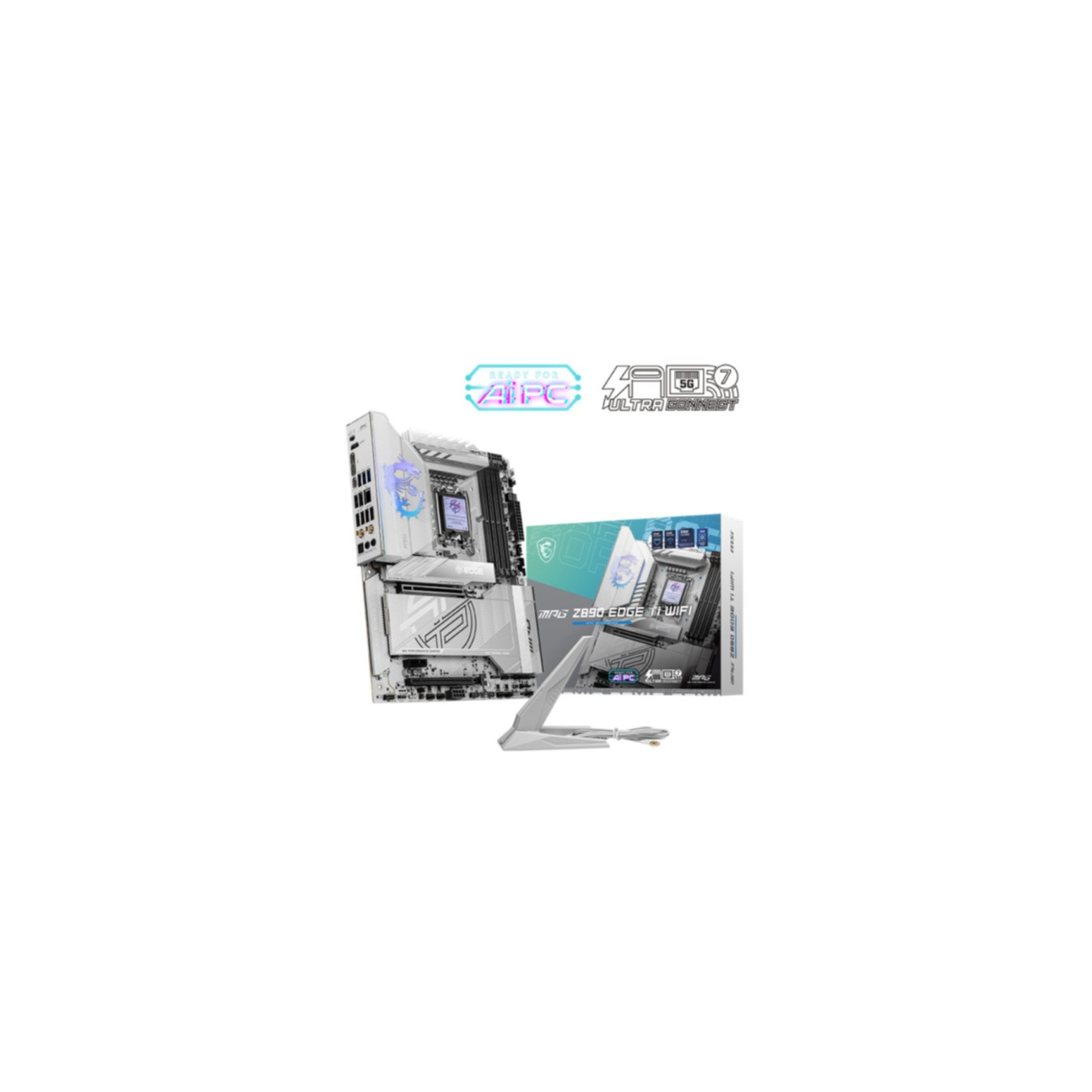MSI MPG Z890 EDGE TI WIFI - LGA1851 - Silver-White ATX, Wi‑Fi 7, 5G LAN, Thunderbolt 4, PCIe 5.0, 256GB RAM Support