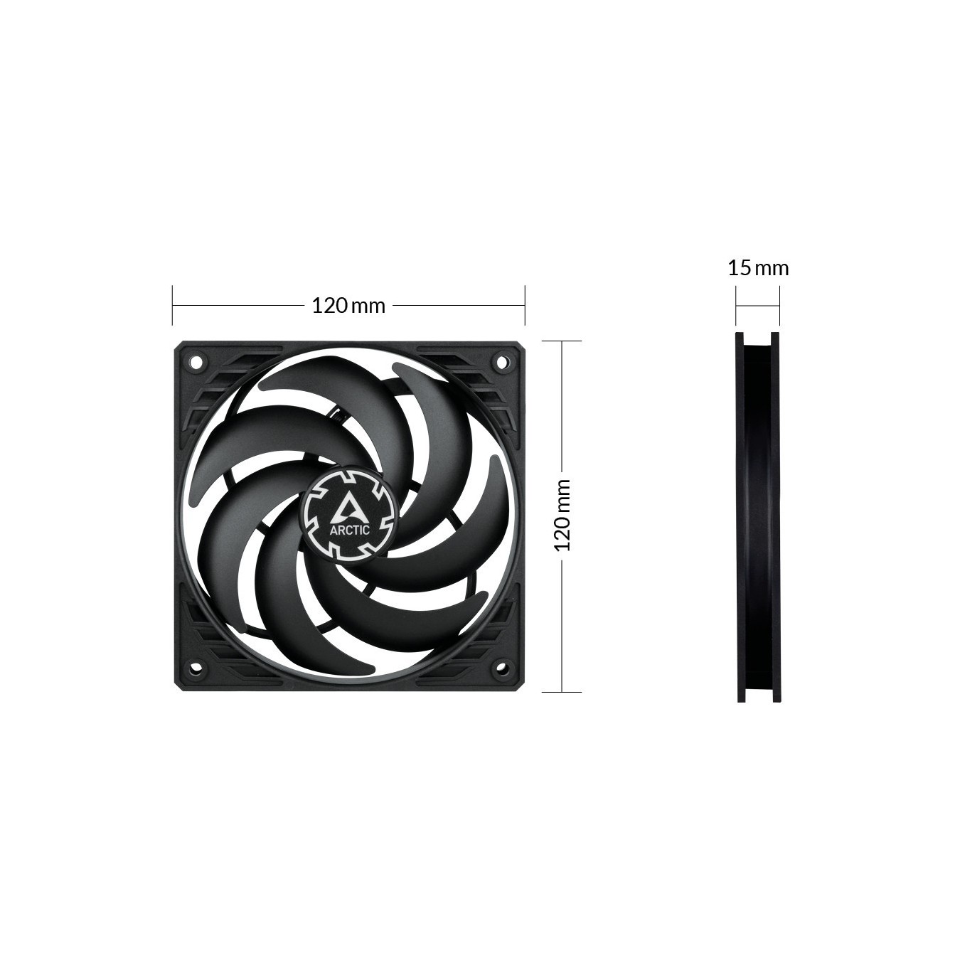 K ARCTIC Kühler P12 SLIM PWM PST 3pcs Value Pack - P12 SLIM PWM PST - 120mm slim fans, 3x PWM