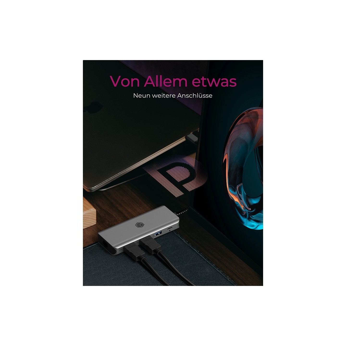 ICY BOX IB-DK4012-CPD USB-C 9-in-1 PD 100W Docking Station - IB-DK4012-CPD - Anthracite/Black