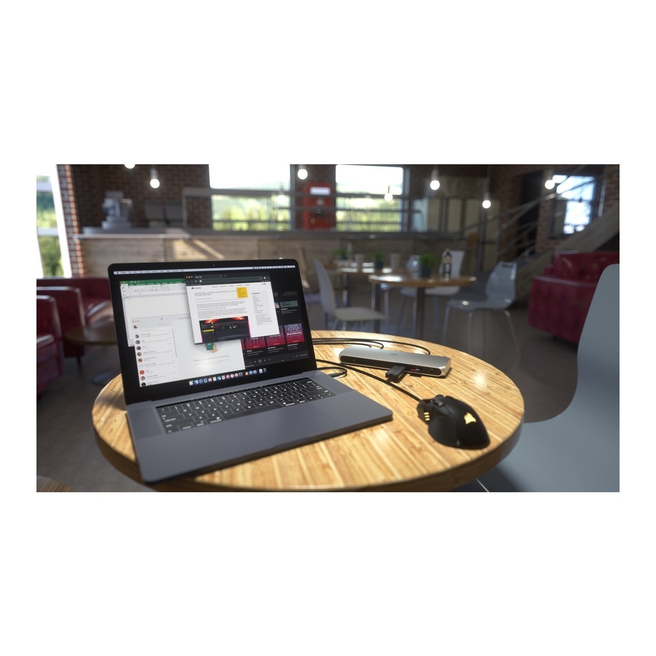 TBT100 Thunderbolt 3 Dock - TBT100 - Stainless steel, 100 W PD, 2x HDMI, TB3, USB-C/USB-A, Ethernet, SD