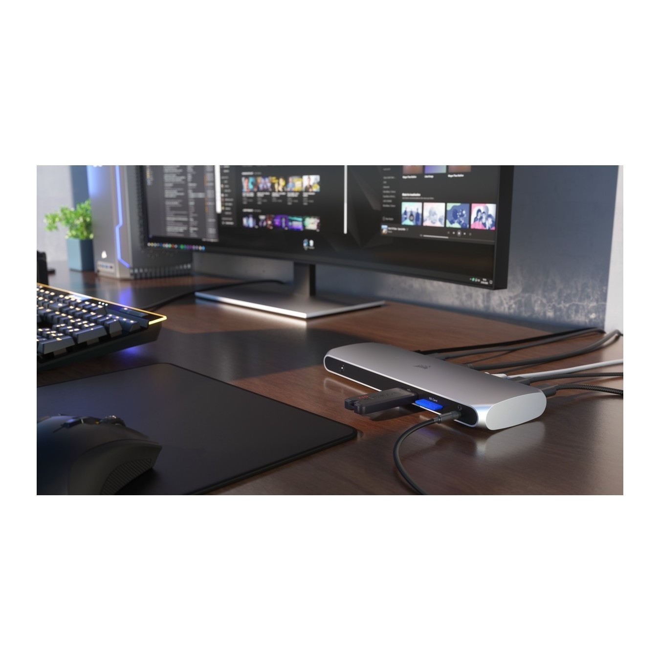 TBT100 Thunderbolt 3 Dock - TBT100 - Stainless steel, 100 W PD, 2x HDMI, TB3, USB-C/USB-A, Ethernet, SD