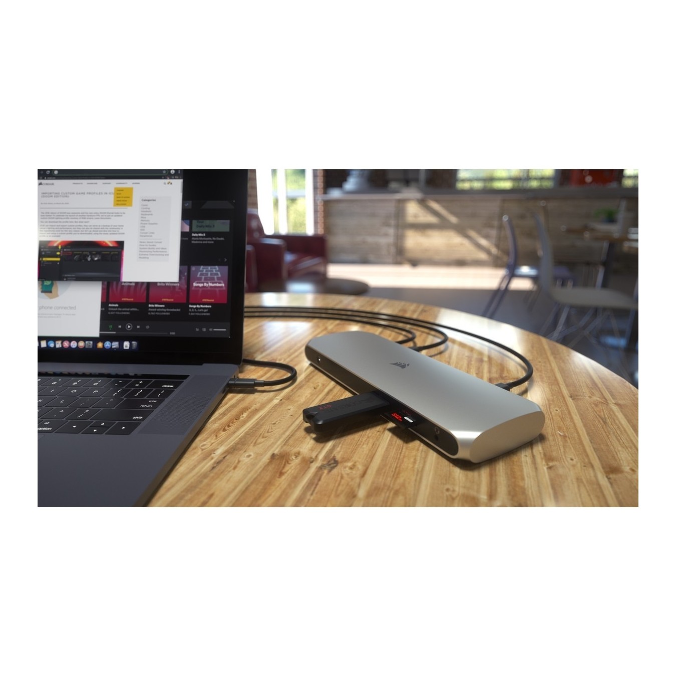 TBT100 Thunderbolt 3 Dock - TBT100 - Stainless steel, 100 W PD, 2x HDMI, TB3, USB-C/USB-A, Ethernet, SD