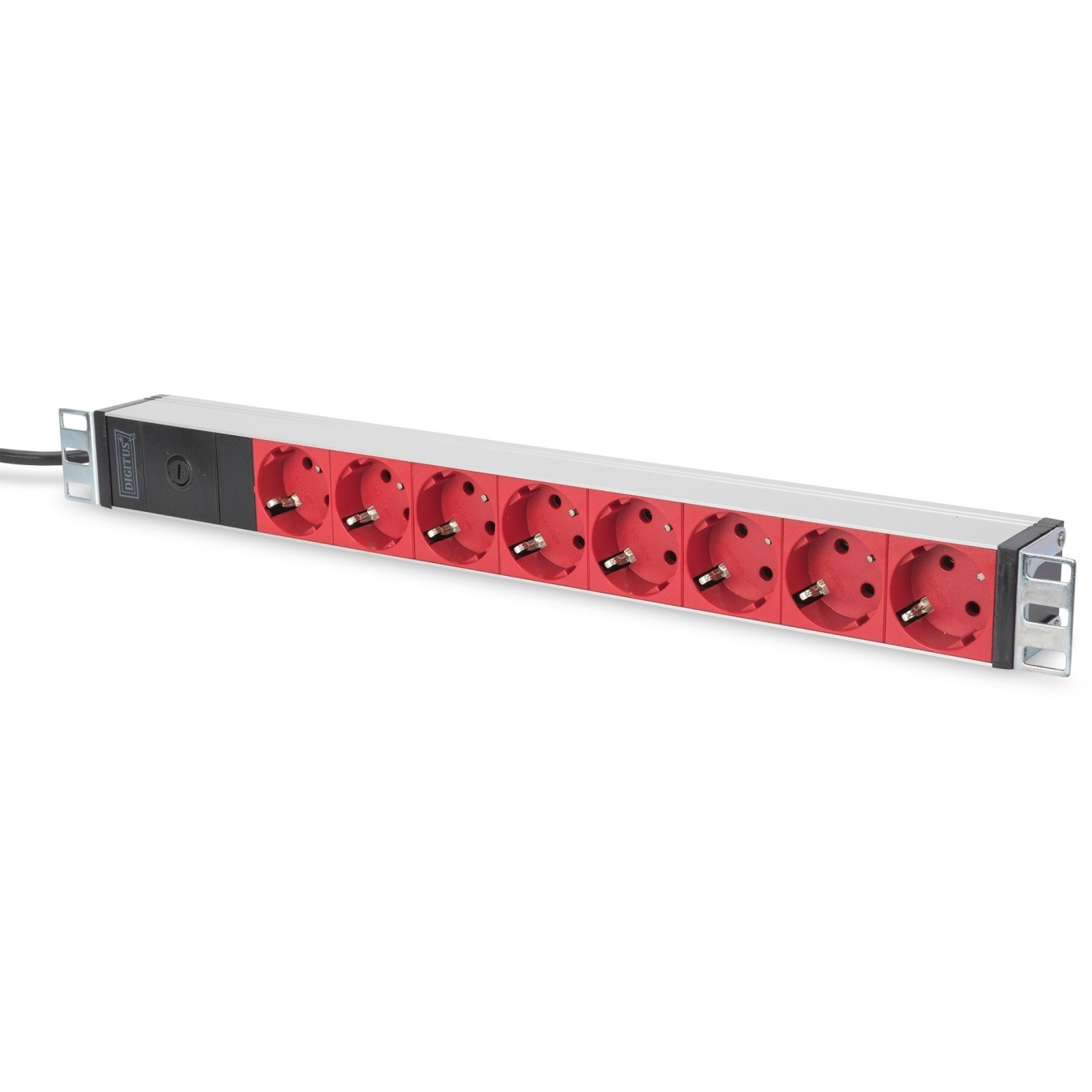 DIGITUS 8-Outlet Aluminium Power Strip with 2 m Cable - IEC C14, Type F Schuko, Black — Buy in Cyprus with Fast Delivery